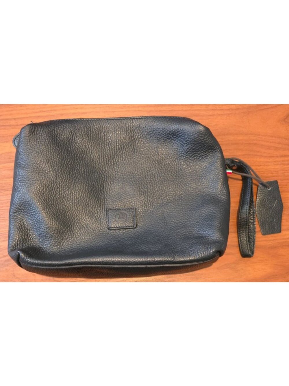 IN PELL Genuine Leather Black Wristlet Bag w/ Zipper Pocket Made In Italy